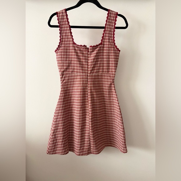 Princess Polly Dasha Red Check Mini Dress - Gingham Square-Neck - Size 0 - Picture 5 of 6